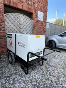 Portable diesel generator hired by Target Hire for nursery power supply