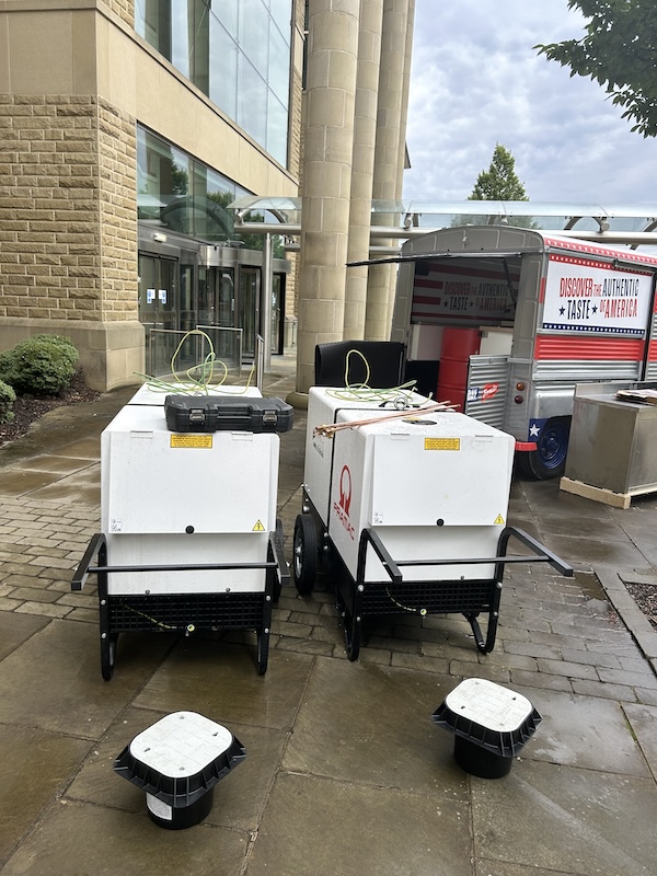 Portable diesel generator installation by Target Hire, providing reliable setup for temporary or backup power needs