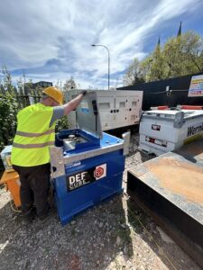 Long term generator hire set up. Including a 100kva diesel generator, fuel tank and adblue tank.